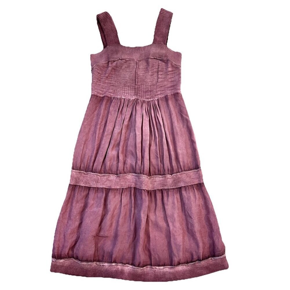 Anthropologie Mauve-Pink Tiered Midi Dress